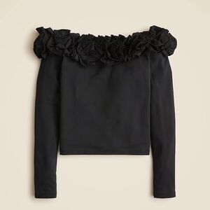 J.Crew Stretch cotton-blend off-the-shoulder top with rosettes NWT
